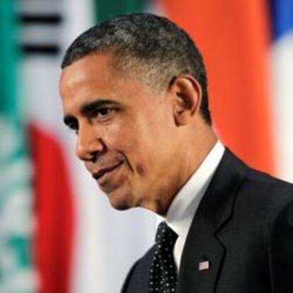 El presidente de EE UU, Barack Obama, durante la rueda de prensa al término de la cumbre del G-20 en Los Cabos (México) el 20 de junio de 2012.