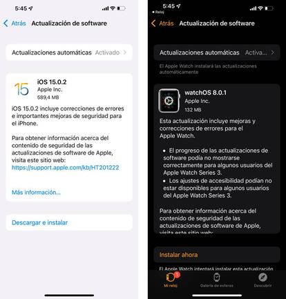 Actualizaciones de iPhone y Apple Watch.