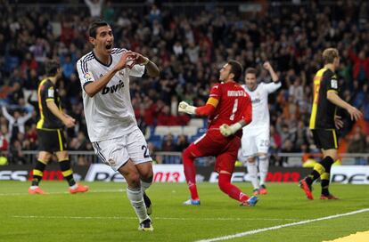 Di María celebra el segundo gol del Madrid.