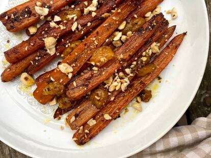 Zanahorias glaseadas con mantequilla tostada, jengibre y mandarina