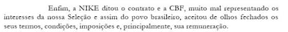 Una de las conclusiones de la comisión parlamentaria que investigó el contrato entre Brasil y Nike.