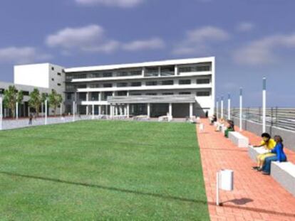 Maqueta de la proyectada nueva escuela oficial de idiomas de Valencia.
