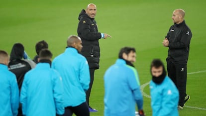 El entrenador del Espanyol, Abelardo, en un entrenamiento.