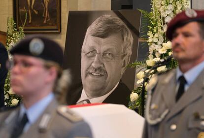 Imagen del funeral del político conservador asesinado Walter Lübcke el pasado jueves en Kassel, al oeste de Alemania. 