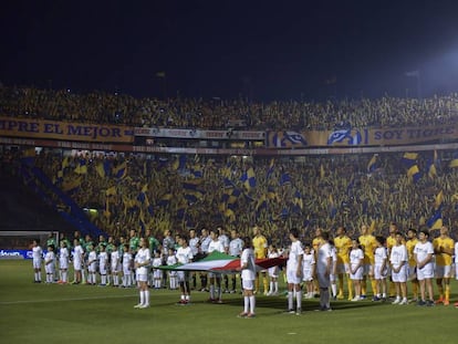 Los jugadores de León y Tigres.