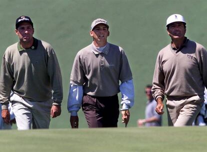 El golfista español junto a José María Olazábal, Sergio García.