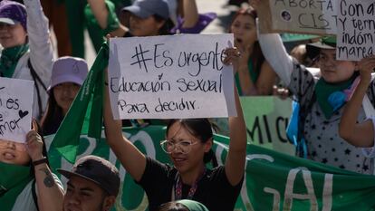 Manifestantes en Ciudad de México, el 28 de septiembre.