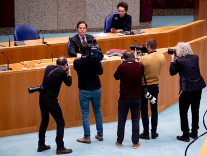 El primer ministro holandés, Mark Rutte, tras anunciar la renuncia del Gobierno, el pasado 19 de enero en La Haya.