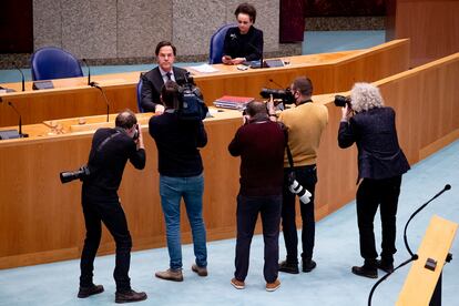 El primer ministro Mark Rutte tras anunciar la renuncia de su Gobierno, el pasado 19 de enero en La Haya.