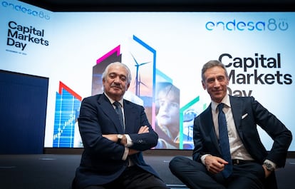 El consejero delegado de Endesa, José Bogas, y el director financiero, Marco Palermo. Foto cedida por la compañía.