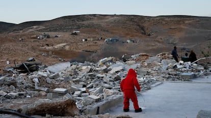 A scene from the documentary ‘No Other Land,’ about the destruction of a West Bank community, directed by a collective of four Israeli and Palestinian directors.