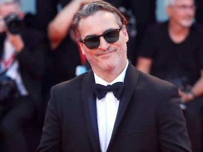 Joaquin Phoenix, na sexta-feira, na projeção de ‘Coringa’.