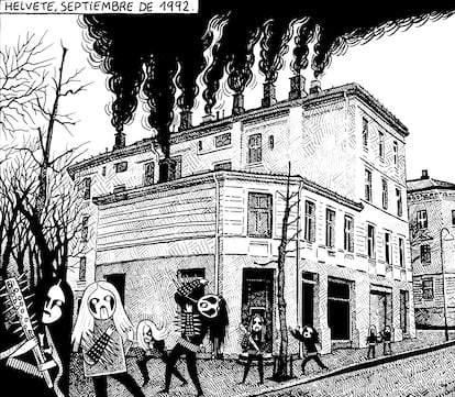 Otra viñeta del cómic en la que se lee “Helvete, septiembre de 1992”.