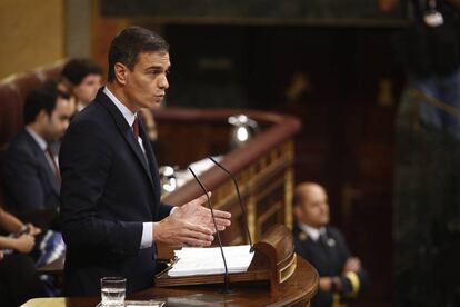 El presidente del Gobierno en funciones y candidato a la investidura, Pedro Sánchez, este lunes.