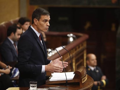 El presidente del Gobierno en funciones y candidato a la investidura, Pedro Sánchez, este lunes.
