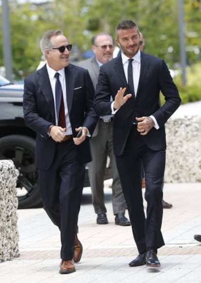 Beckham con su socio Jorge Mas en Miami