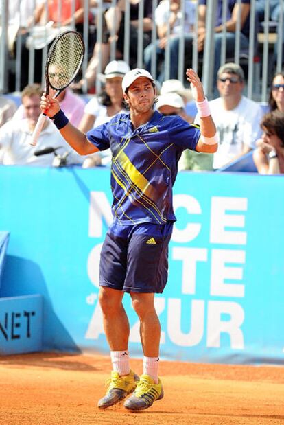 Fernando Verdasco protesta en su final con Gasquet en Niza.