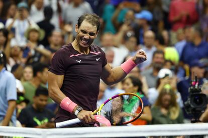 Nadal celebra la victoria del sábado contra Gasquet en la central de Nueva York.