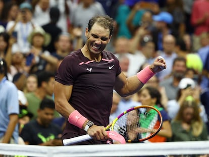 Nadal celebra la victoria del sábado contra Gasquet en la central de Nueva York.