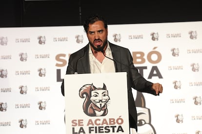 Comparecencia ante los medios del líder de la agrupación de electores Se Acabó la Fiesta, Luis ‘Alvise’ Pérez.