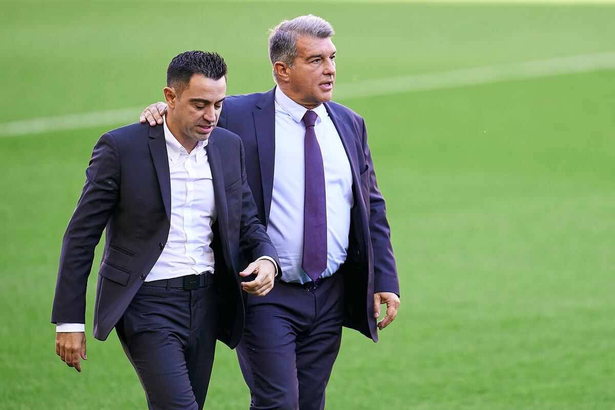 Rueda de prensa de Xavi Hernández y Joan Laporta