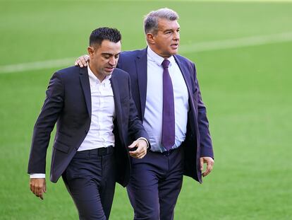 Xavi y Laporta, entrenador y presidente del Barça.