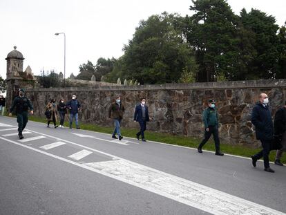 Comitiva judicial durante la jornada en la que el Juzgado de Primera Instancia número 1 de A Coruña ha ordenado la realización de un inventario en el Pazo de Meirás, en Sada, A Coruña