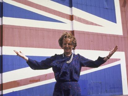 Margaret Thatcher, en el último día de la campaña del Partido Conservador en la Isla de Wight (Reino Unido), en 1983.
