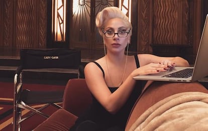 Lady Gaga en el set de rodaje de 'American Horror Story'.