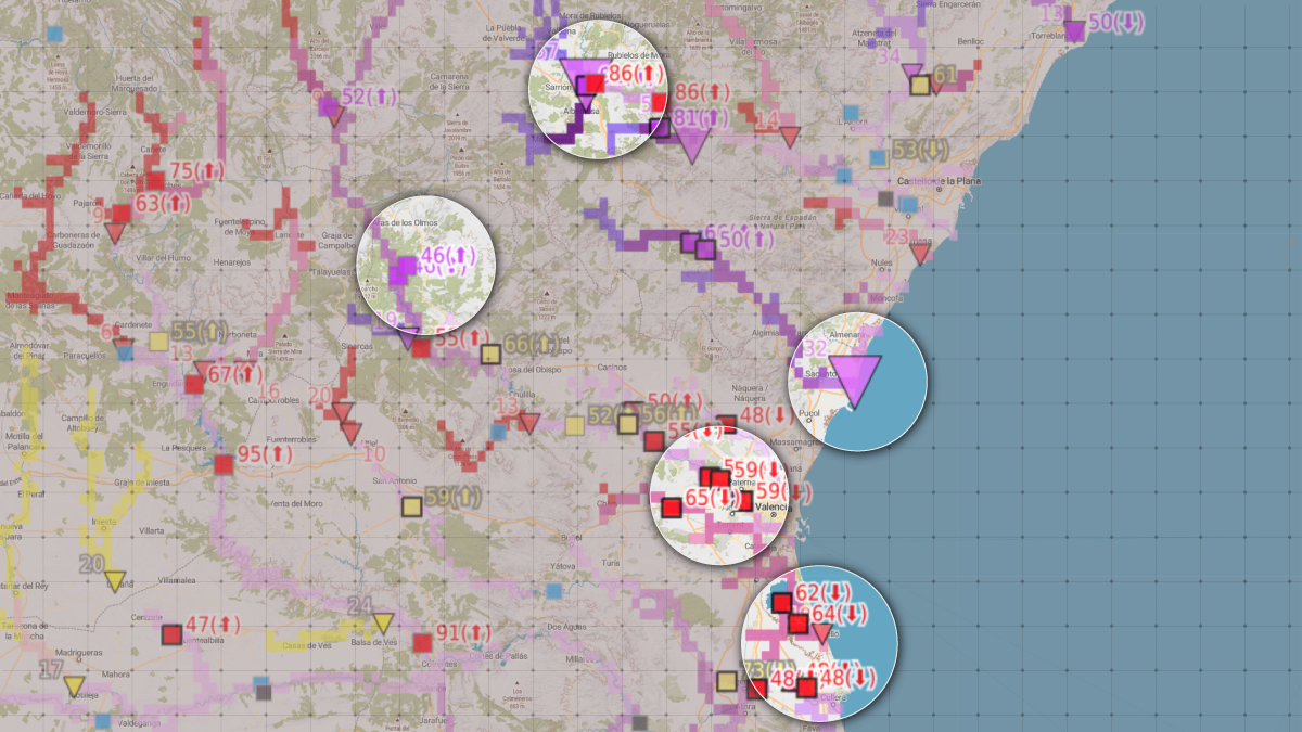 Puntos destacados del mapa de EFAS del 28 de octubre.