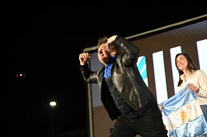 Javier Milei durante su cierre de campaña en Córdoba, Argentina.