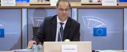 Tibor Navracsics, durante una comparecencia ante el Parlamento Europeo cuando era comisario, en 2019.