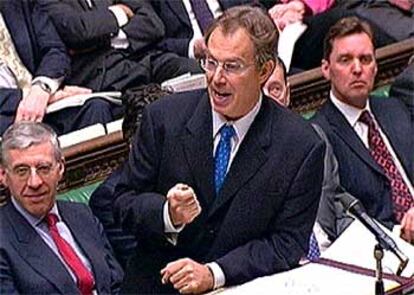 Tony Blair, durante su intervención esta tarde ante los Comunes.