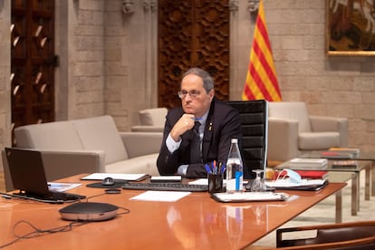 El presidente de la Generalitat, Quim Torra, la semana pasada en la Generalitat.