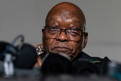 El expresidente sudafricano Jacob Zuma, en una rueda de prensa el pasado domingo.