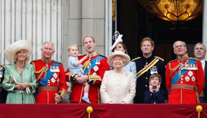 La familia real británica en el Palacio de Buckingham en la celebración del cumpleaños de la reina.