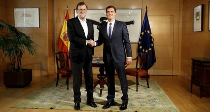 Rajoy y Rivera, en su reunión en el Congreso del pasado miércoles.