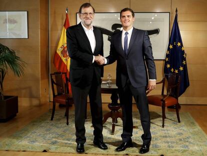 Rajoy y Rivera, en su reunión en el Congreso del pasado miércoles.