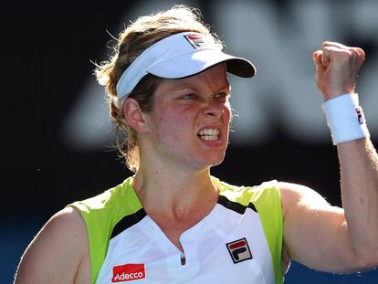 Kim Clijsters celebra la victoria ante Na Li.