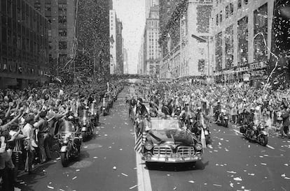 13 de agosto de 1969. Los neoyorquinos reciben a los astronautas de la misión 'Apollo 11'.