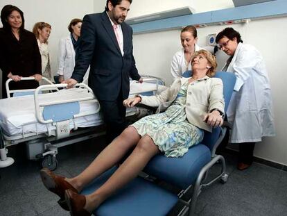 Esperanza Aguirre, durante el acto de presentación del edificio del hospital del Tajo.