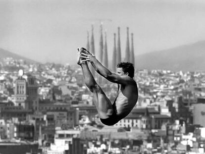 Entrenamientos en las piscinas Picornell de Barcelona.