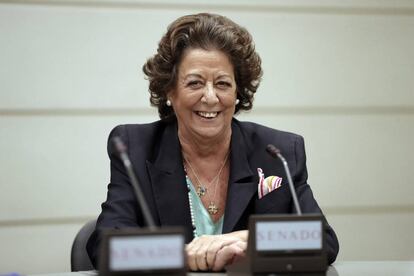 La senadora Rita Barberá, en su escaño del Grupo Mixto.