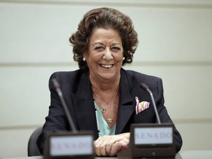 La senadora Rita Barberá, en su escaño del Grupo Mixto.