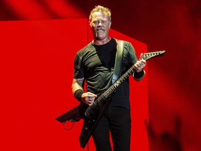 James Hetfield de Metallica toca en el Austin City Limits Festival, en Austin, en octubre de 2018.