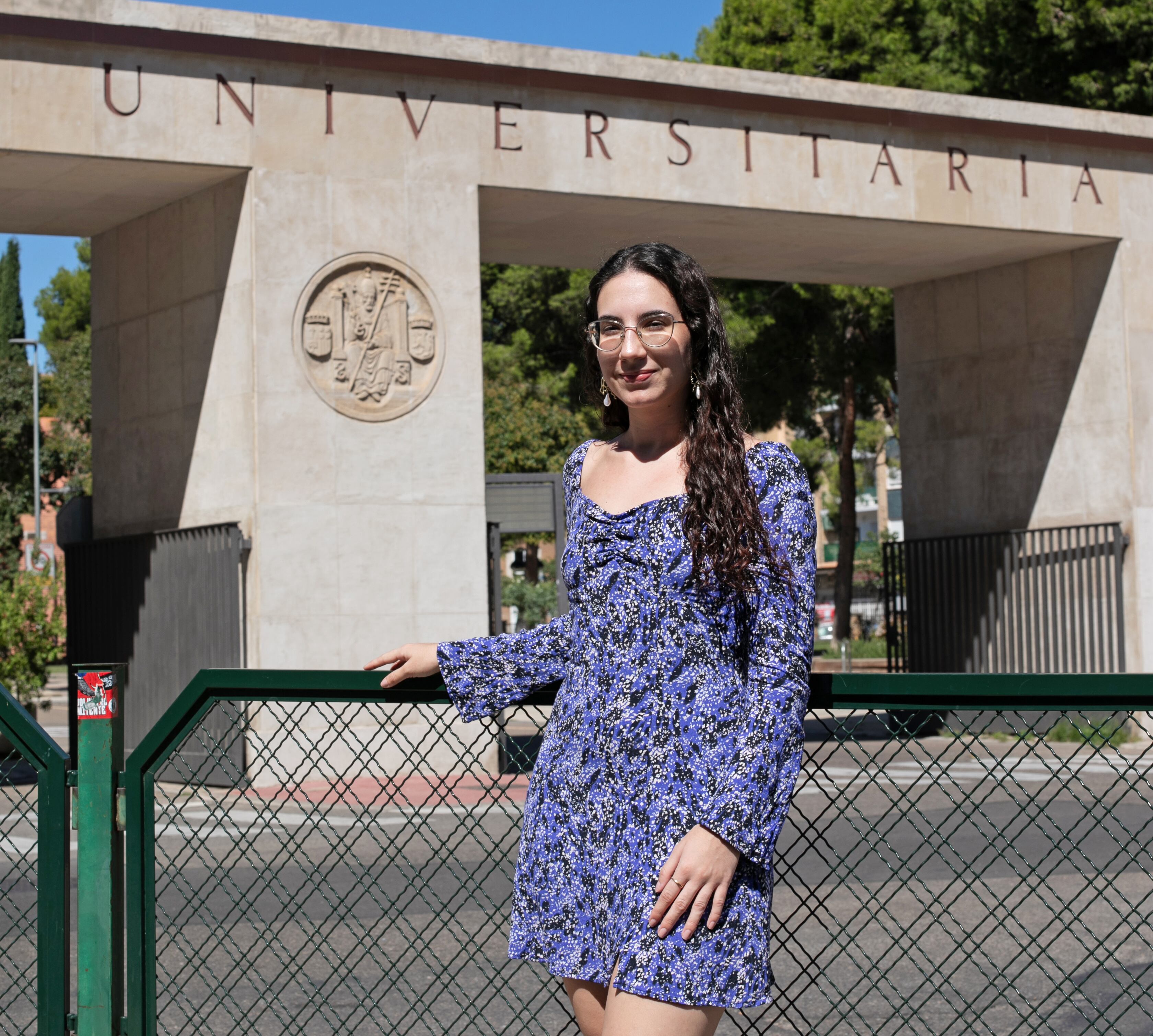 María Ángeles Guzmán Moreno durante un encuentro de estudiantes en la Universidad de Zaragoza, esta semana.