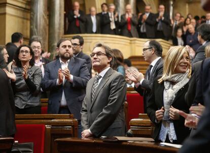 Artur Mas en el Parlamento catalan tras ser aprobada la consulta soberanista.