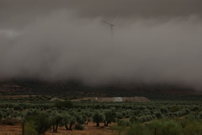 Temporal en Toledo, que se encuentra bajo aviso rojo, este domingo. 