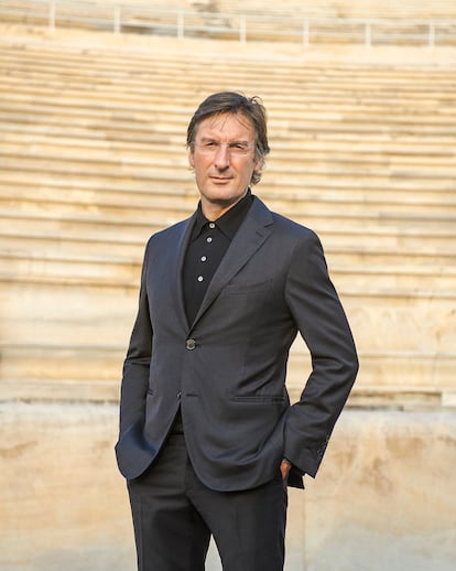 Pietro Beccari, en el estadio Panatenaico de Atenas.