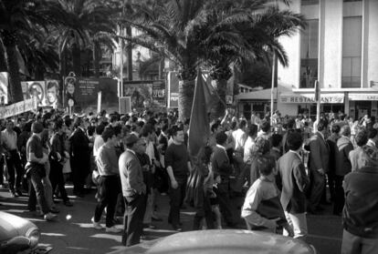 Manifestação no Festival de Cannes, em maio de 1968.